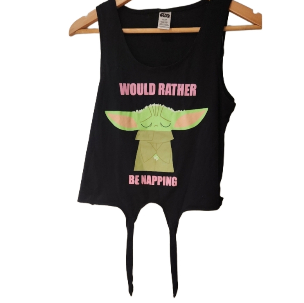 Star Wars XS Black Tie Up Top Grogu "Would Rather Be‎ Napping"